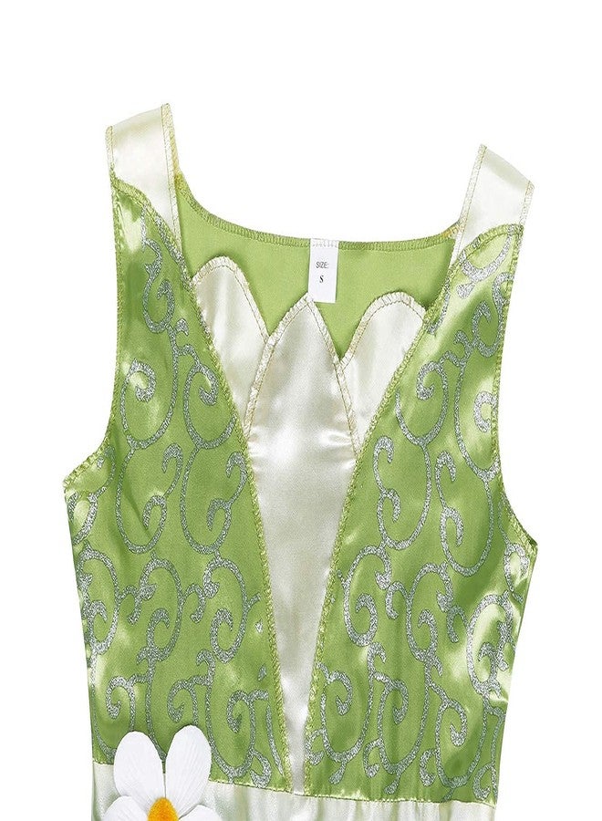 WonderBabe Green Fairy Tale Princess Dress Fancy Birthday Party Dresses Halloween Christmas Party Dress up Role Play Dresses Luxury Outfit Green Size 5T 6T Age 5-6 Years - Image 4